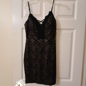 Jodi Kristopher Black Lace Mini Dress